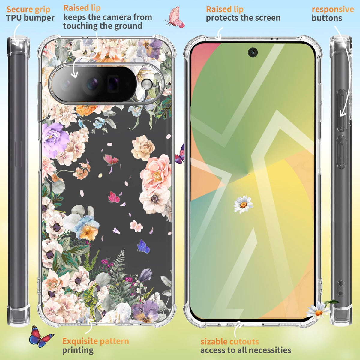 Floral Protective Phone Case for Google Pixel 10