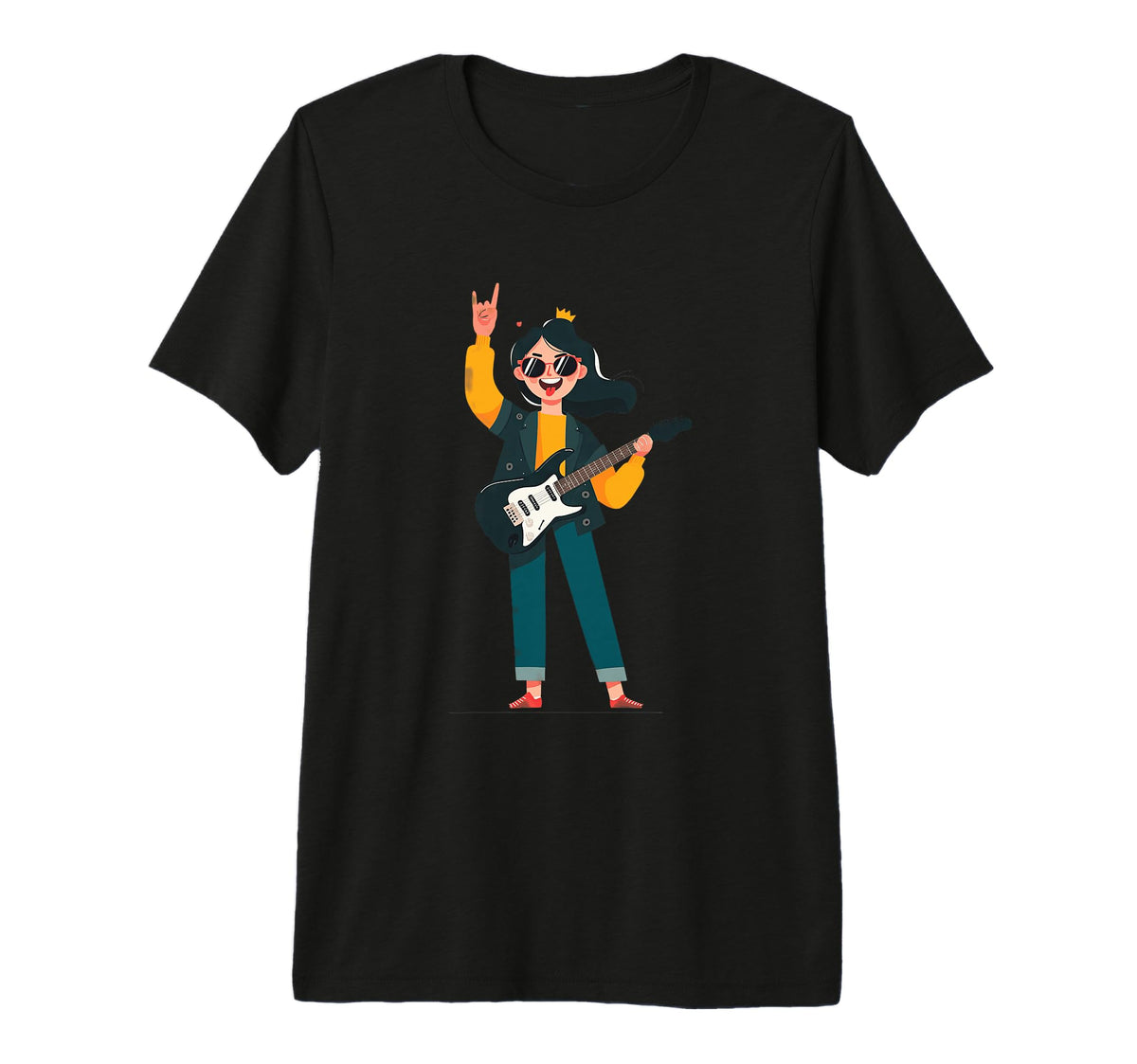 Female Musician Rock Music Guitar T-Shirt - Aesthetic Graphic for Adults