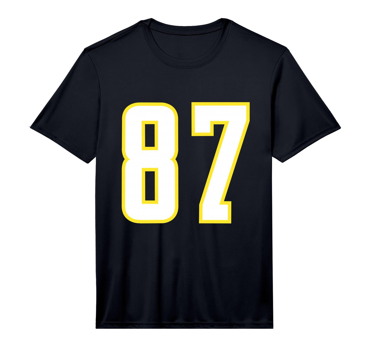 Yellow White Sports Team Number 87 T-Shirt - Fun Novelty Design Men Women