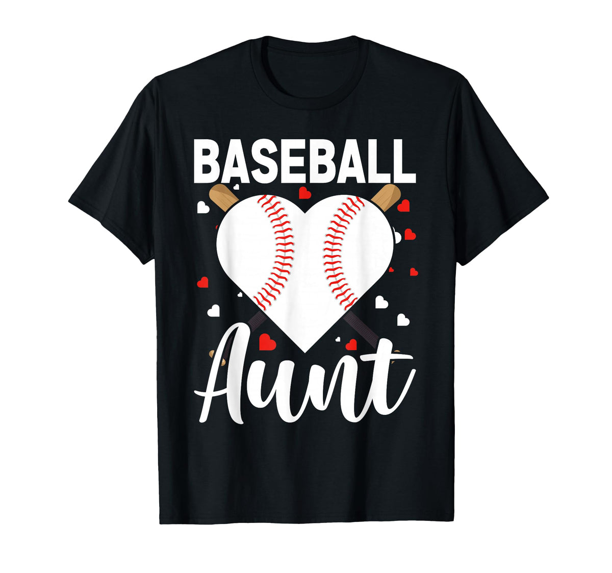 Baseball Aunt Heart Matching Family T-Shirt - Trendy Graphic Men Women