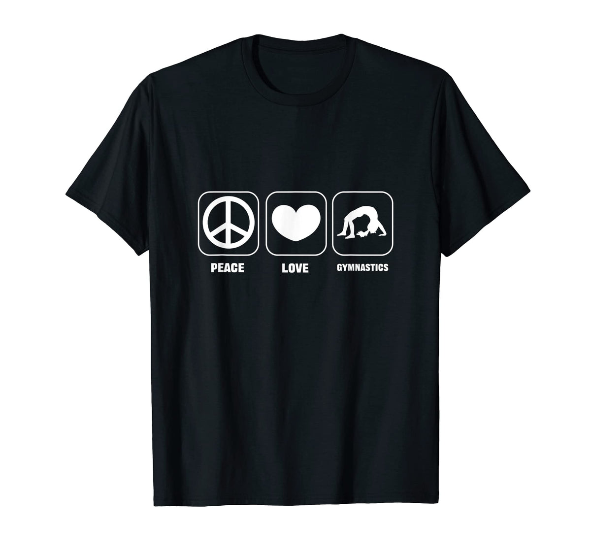 Peace Love Gymnastics Sports Person T-Shirt - Fun Novelty Design for Adults
