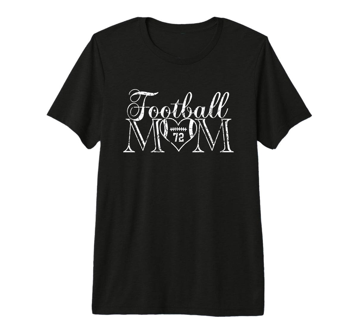 Football Mom Number 72 Football Heart 72 T-Shirt - Minimalist Print Unisex