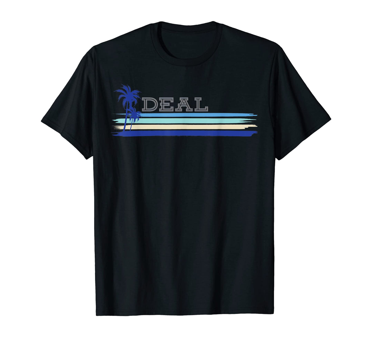 Deal Uk Seaside Holiday Surf Palm T-Shirt - Minimalist Print for Adults