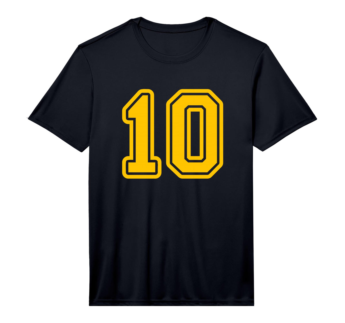 Number 10 Yellow Sports Team Varsity T-Shirt - Novelty Apparel Men Women