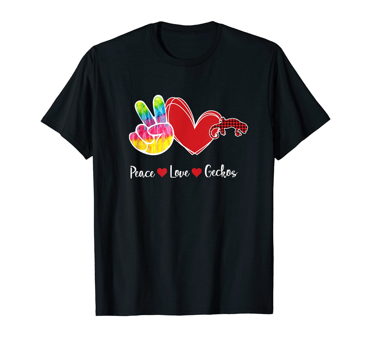 Red Plaid Buffalo Tartan Peace Love T-Shirt - Aesthetic Graphic Men Women