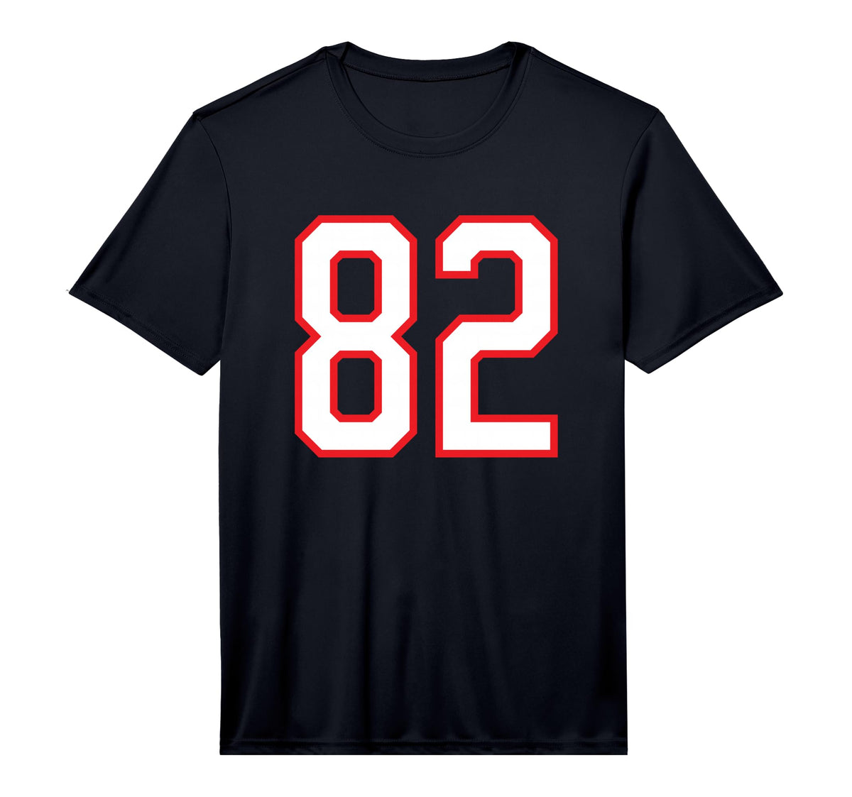 Number 82 White Red Sports Team T-Shirt - Casual Everyday Wear Unisex