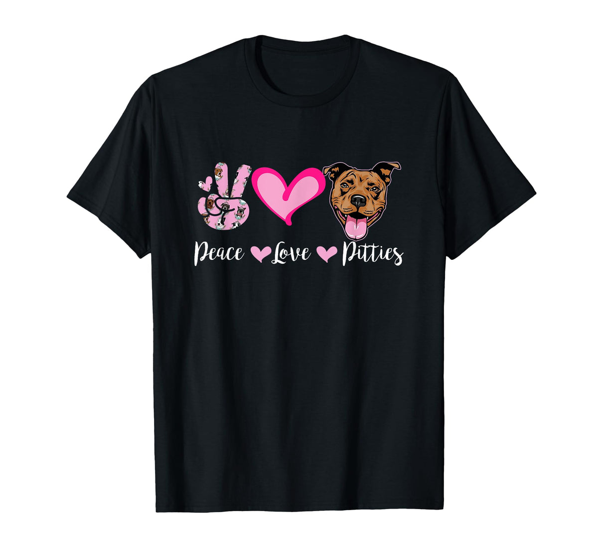 Peace Love Pitties Puppy Dog Mom T-Shirt - Casual Everyday Wear for Adults