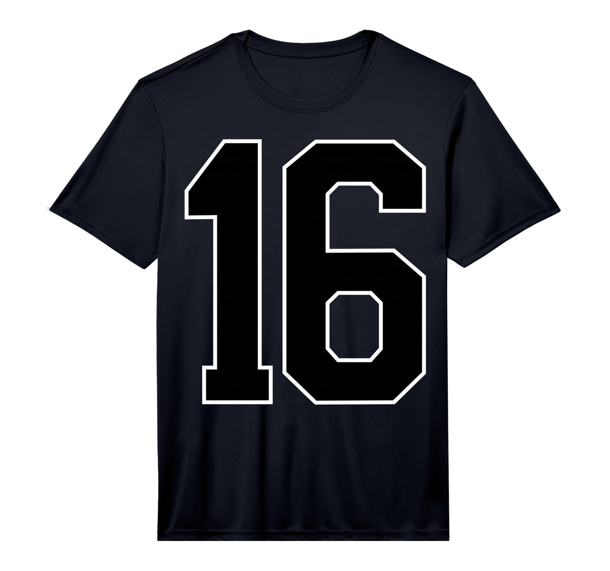 Black Sports Team Number 16 Fan T-Shirt - Minimalist Print Men Women