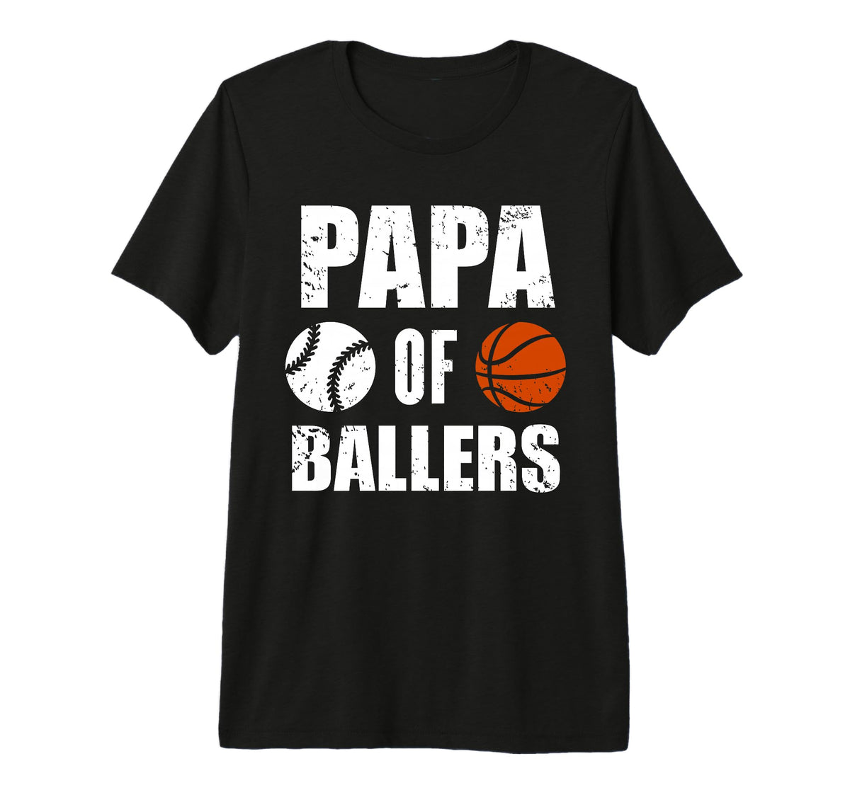 Mens Papa Ballers Funny Baseball Basketball T-Shirt - Graphic Print Unisex