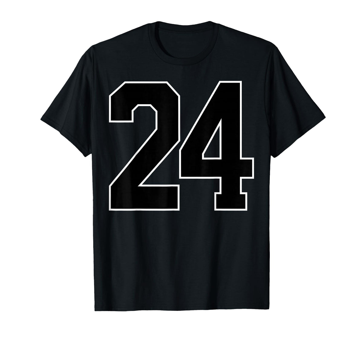 Black Sports Team Number 24 Fan T-Shirt - Fun Novelty Design Men Women