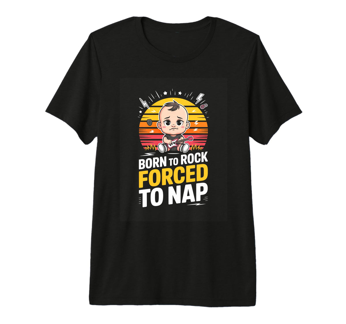 Born To Rock Forced To Nap Funny Rock T-Shirt - Trendy Graphic Men Women