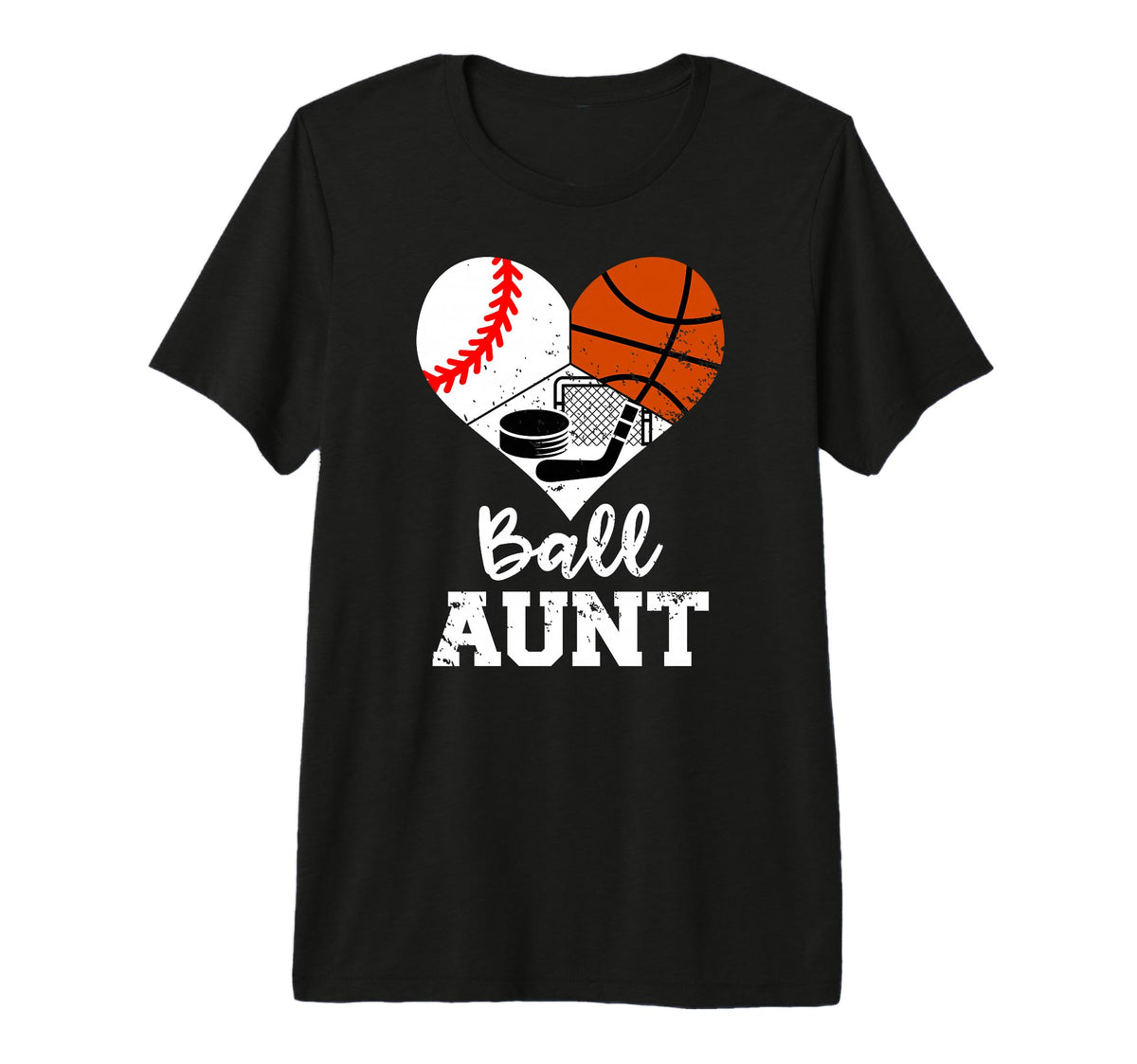 Ball Aunt Heart Baseball Basketball T-Shirt - Graphic Print for Adults