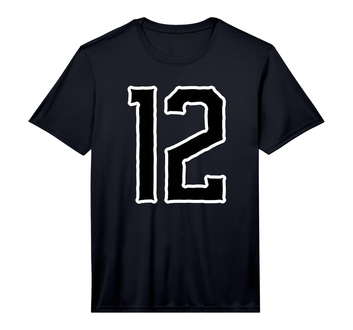 White Black Sport Team Number 12 T-Shirt - Casual Everyday Wear Men Women