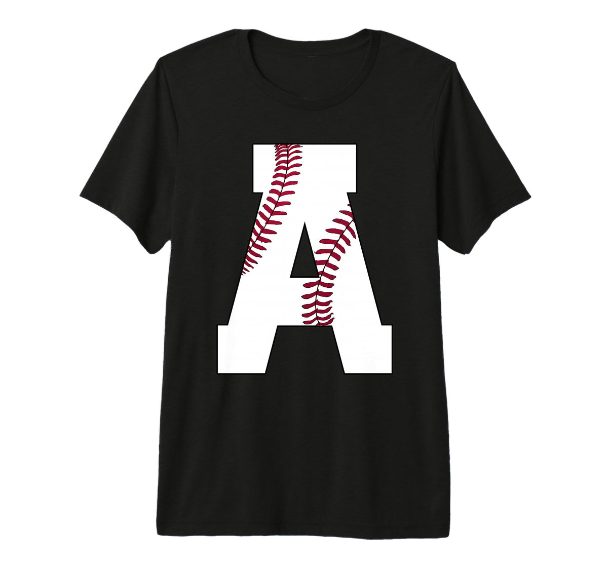 Baseball Initial Personalized Letter T-Shirt - Minimalist Print for Adults