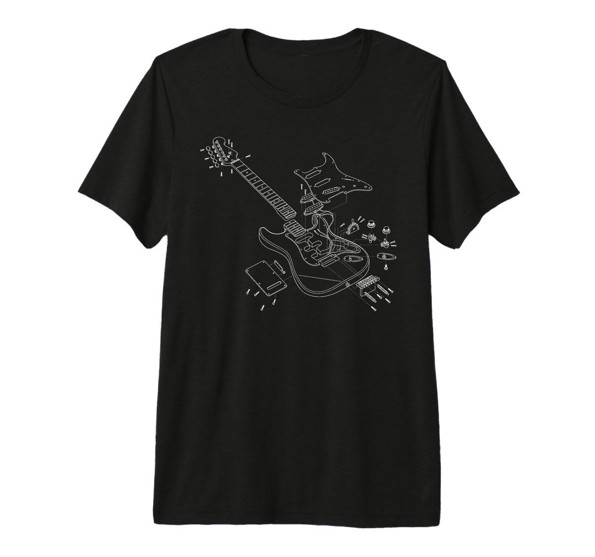Rock Guitar Sketch Rock Music Lover T-Shirt - Trendy Graphic Men Women
