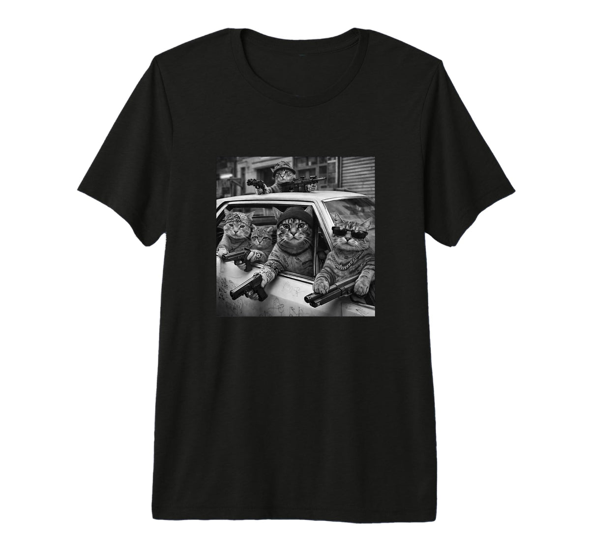 Funny Gangster Cat Old School Hip Hop T-Shirt - Unique Graphic Men Women