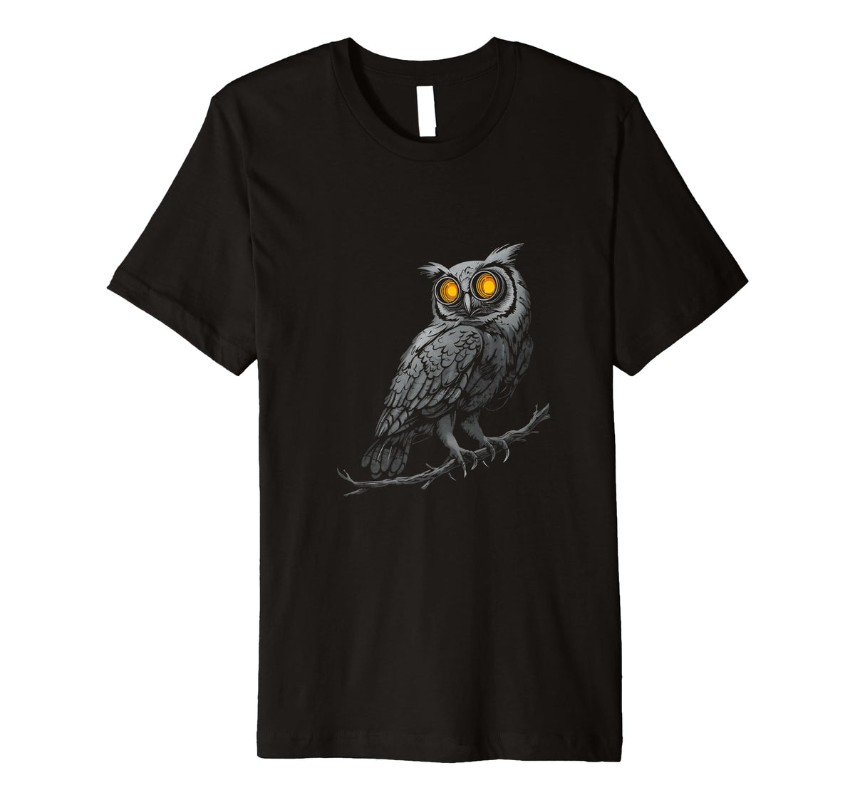 Owl Branch Camera Lenses As Eyes T-Shirt - Casual Everyday Wear Men Women