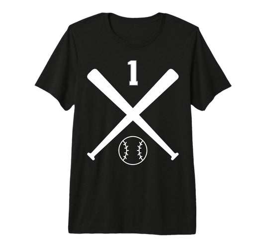 1 Baseball Softball Number Tri Blend T-Shirt - Unique Graphic Unisex