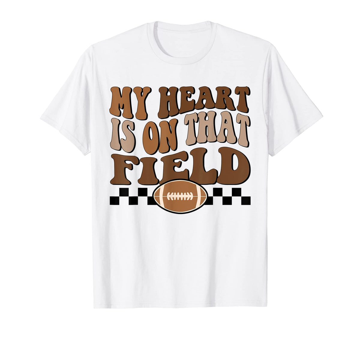 My Heart Is That Field Football Mom T-Shirt - Novelty Apparel for Adults