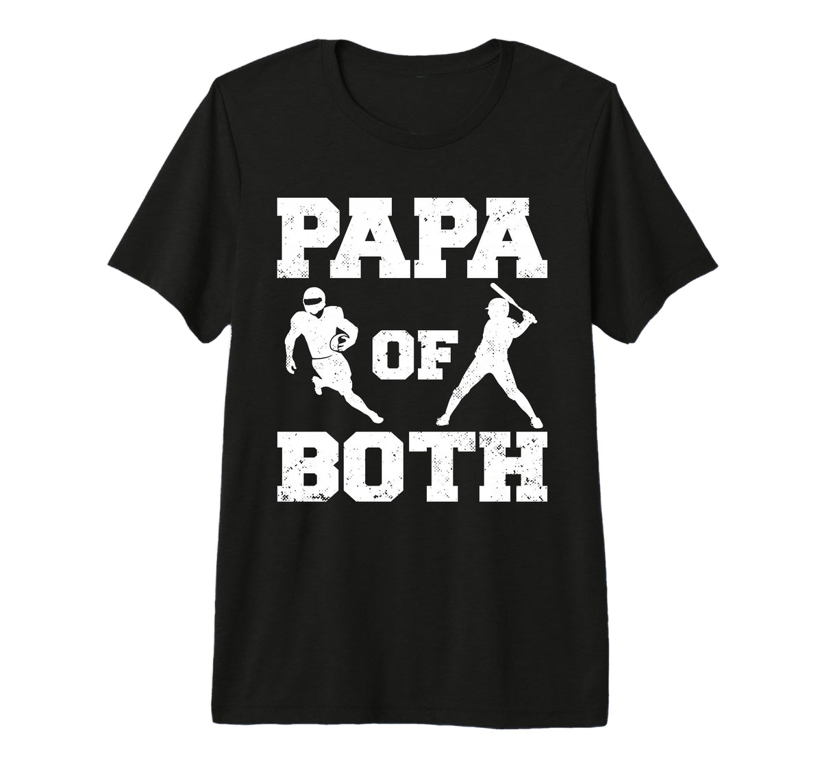 Mens Papa Both Funny Football Baseball T-Shirt - Graphic Print Men Women