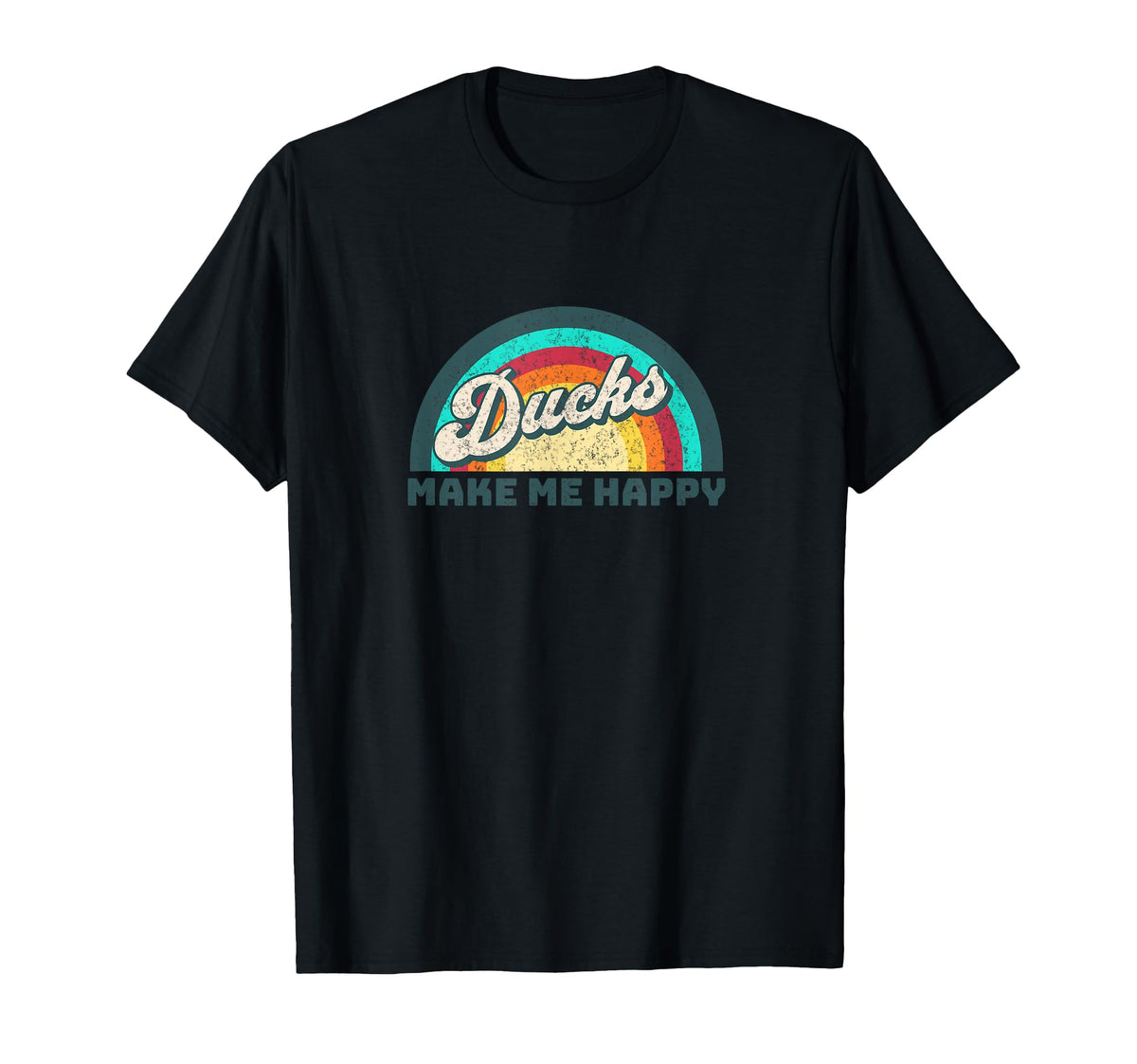 Ducks Make Me Happy Colorful Rainbow T-Shirt - Graphic Print Men Women