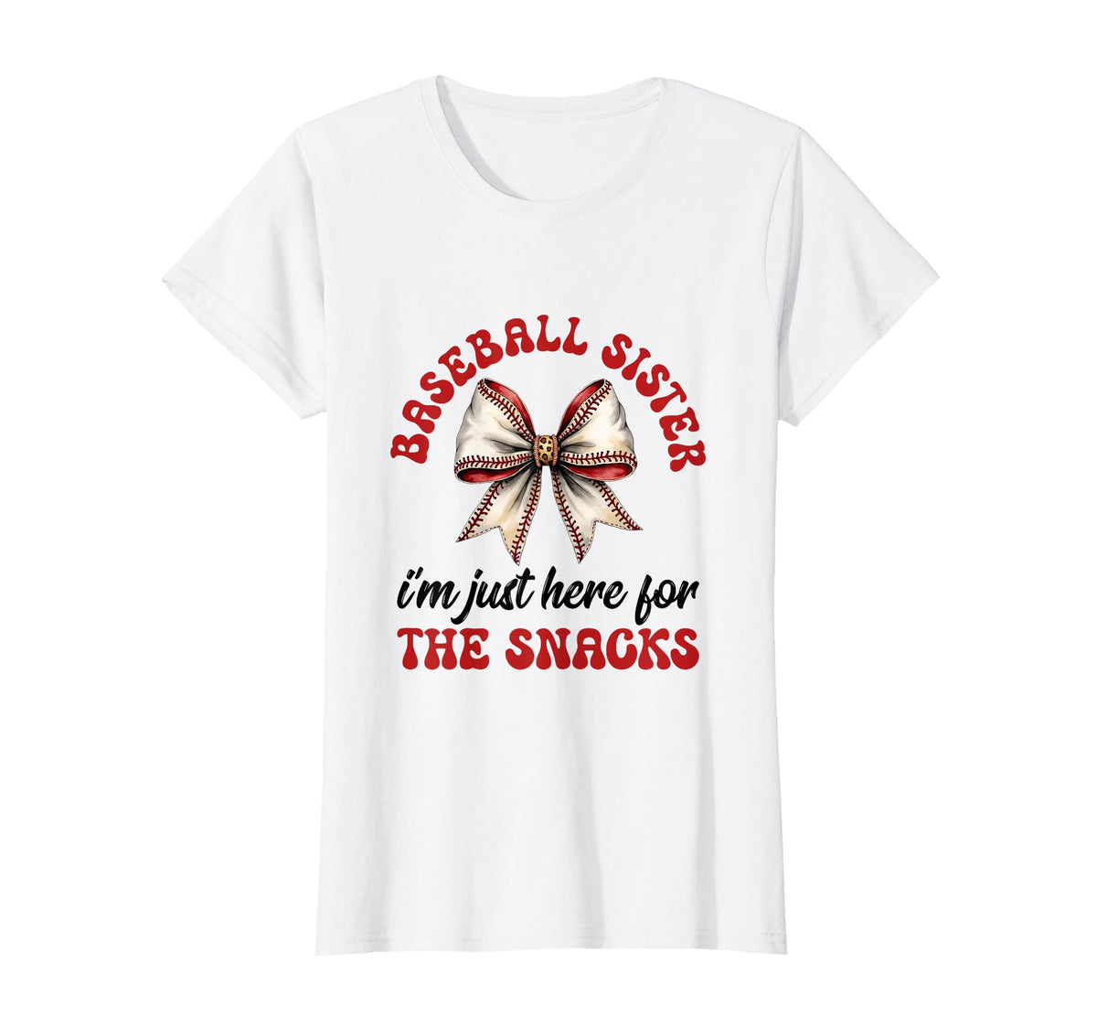 Baseball Bow Family Funny Game Day Sister T-Shirt - Graphic Print Men Women