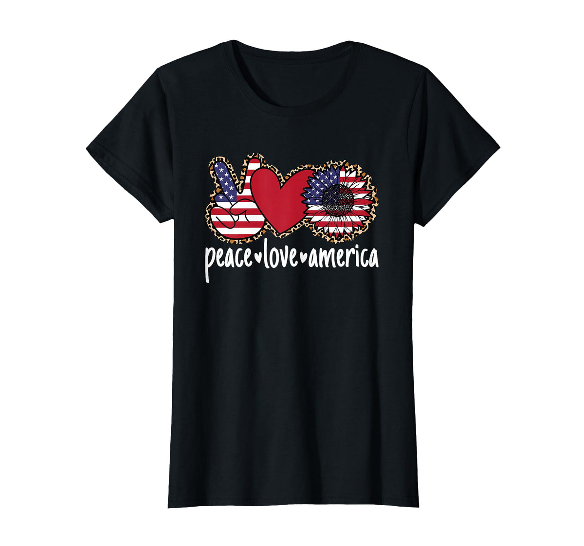 Peace Love America Usa Patriotic 4Th July T-Shirt - Trendy Graphic Unisex