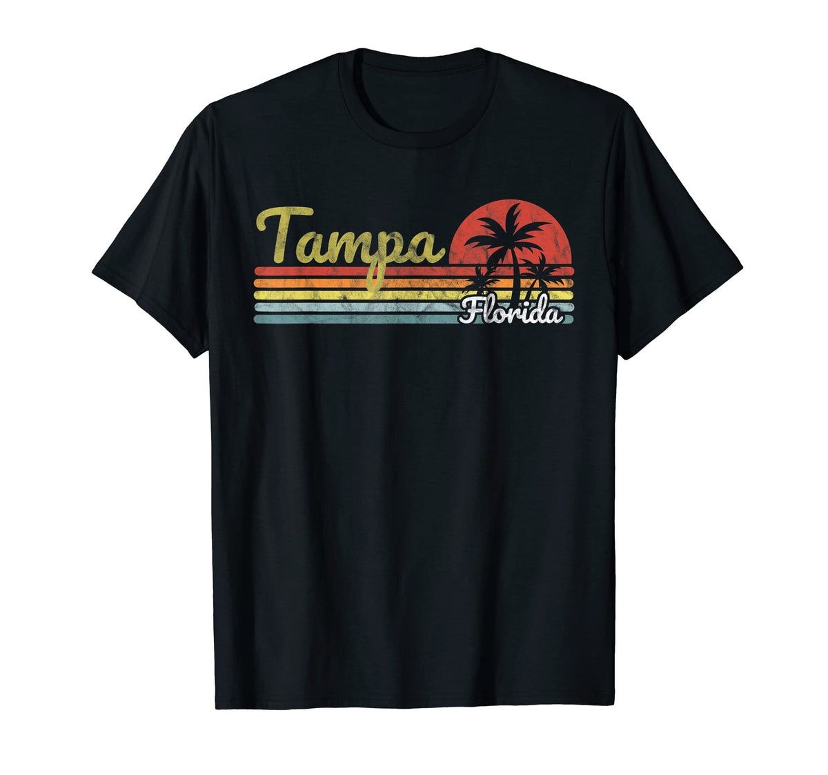 Tampa Fl Florida Stripes Lines T-Shirt - Casual Everyday Wear Unisex
