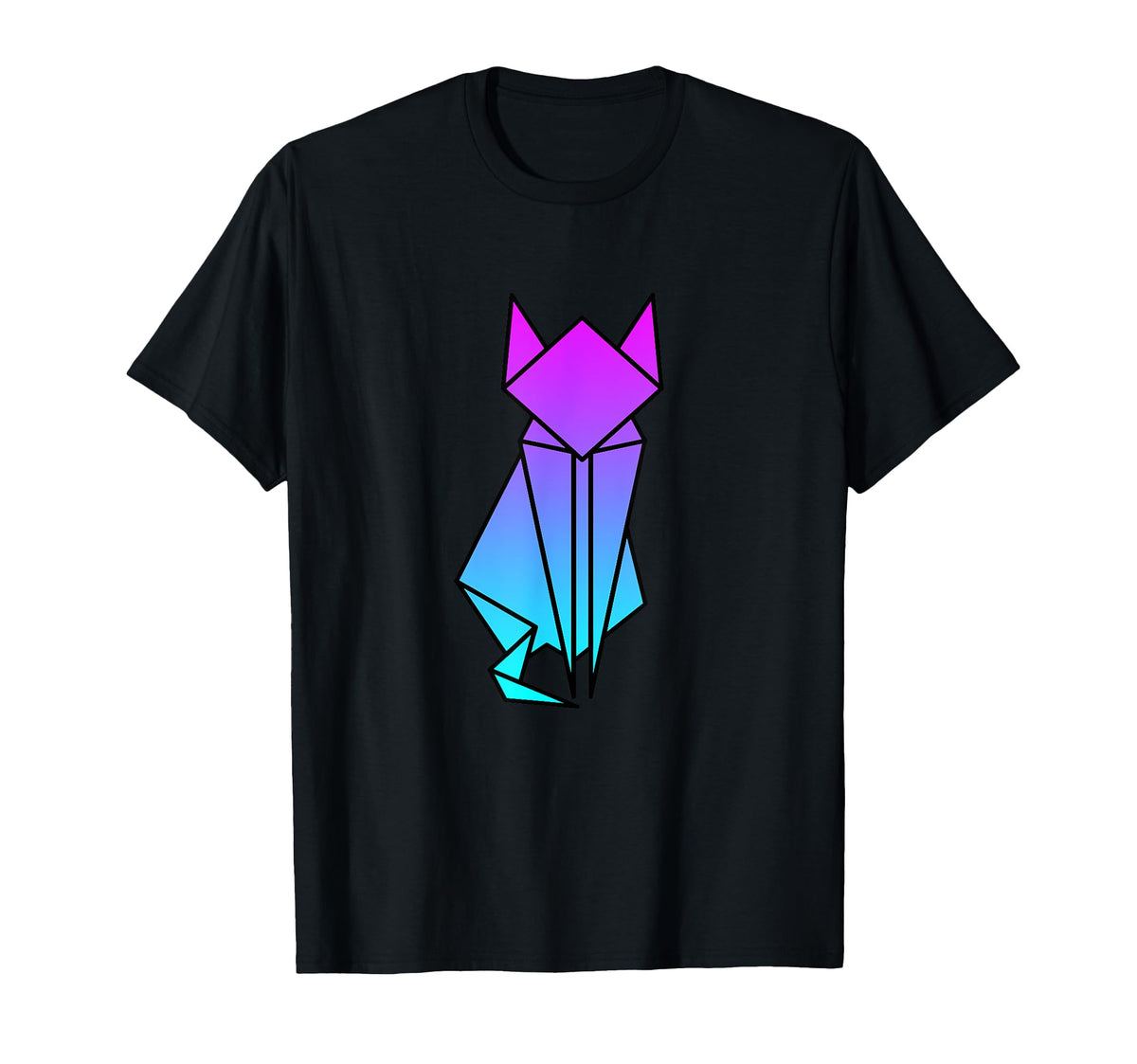 Cat Origami Vaporwave Aesthetic T-Shirt - Casual Everyday Wear for Adults