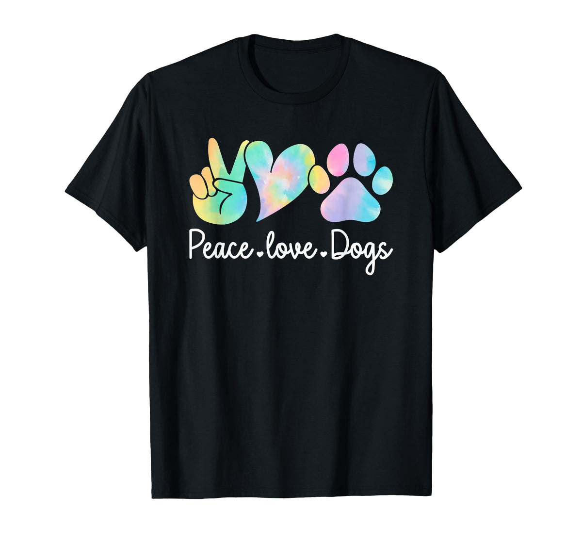 Peace Love Dogs Tie Dye Dog Lover T-Shirt - Custom Art Print Men Women