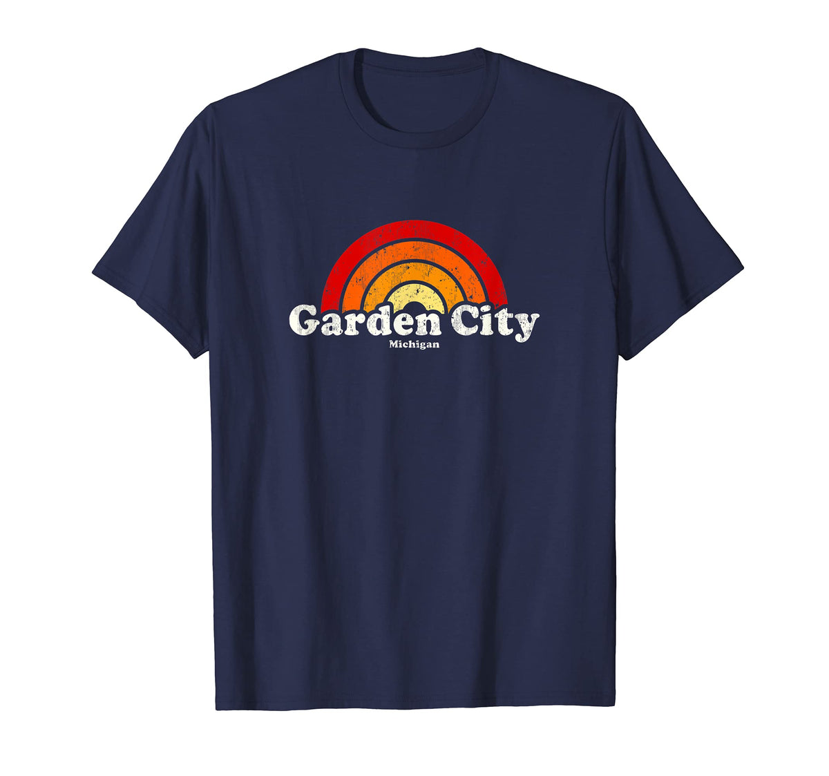 Garden City Michigan Mi 70S Rainbow T-Shirt - Aesthetic Graphic Men Women