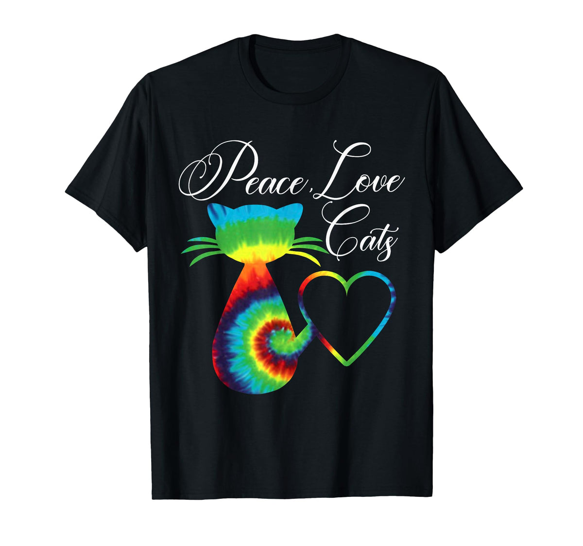 Tie Dye Cat Gifts Cat Lovers Peace Love T-Shirt - Unique Graphic Men Women