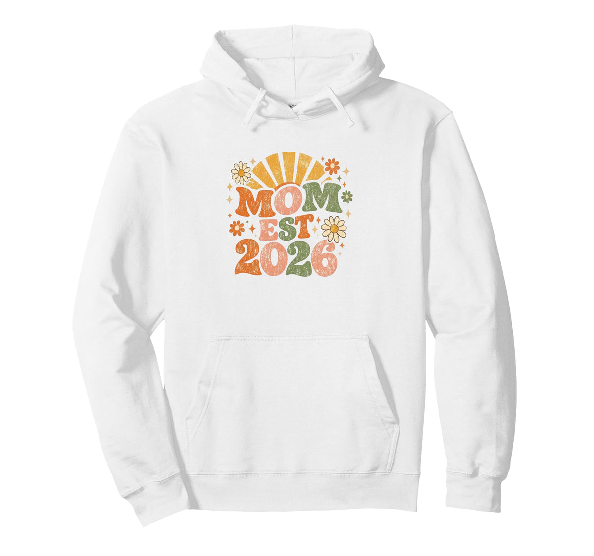 Mom Est 2026 Groovy Daisy Flower New Hoodie - Custom Art Print for Adults