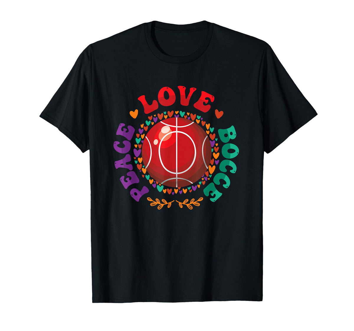 Peace Love Bocce Ball Player T-Shirt - Unique Graphic Men Women