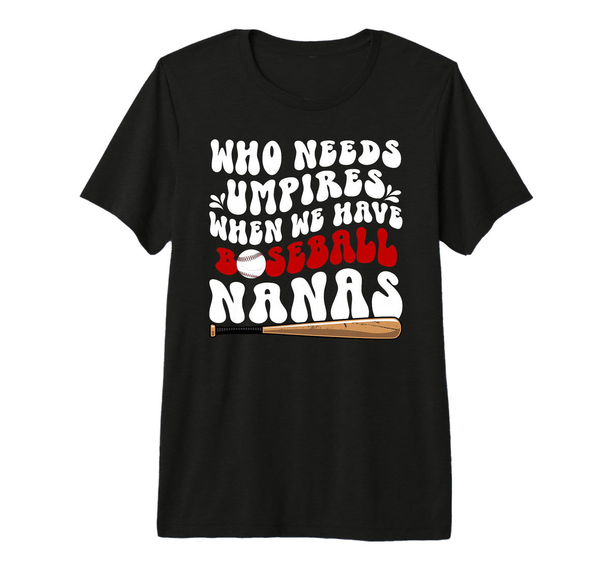Groovy Baseball Nana Grandma Nana T-Shirt - Custom Art Print for Adults