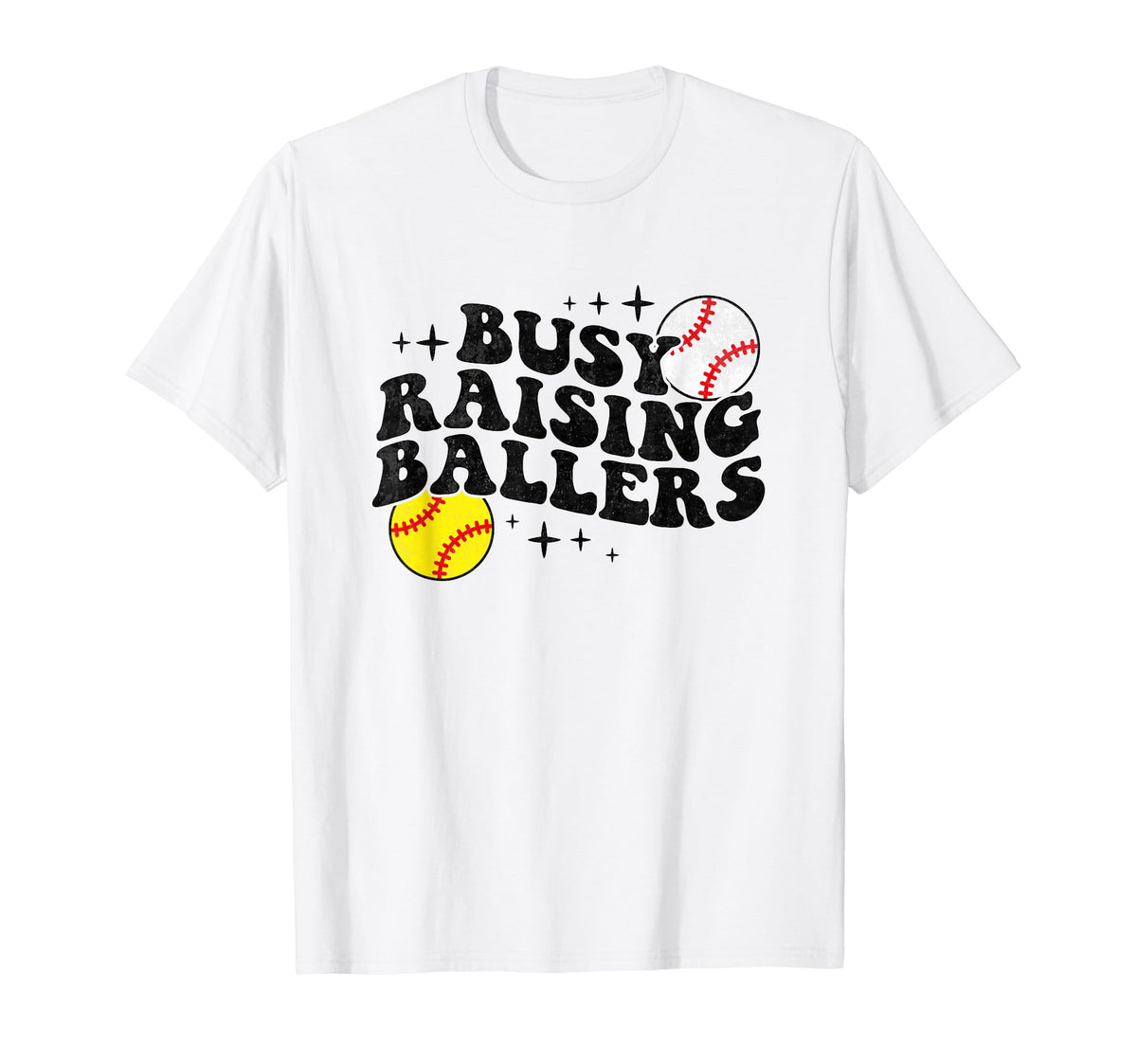 Busy Raising Ballers Softball Baseball T-Shirt - Trendy Graphic Men Women