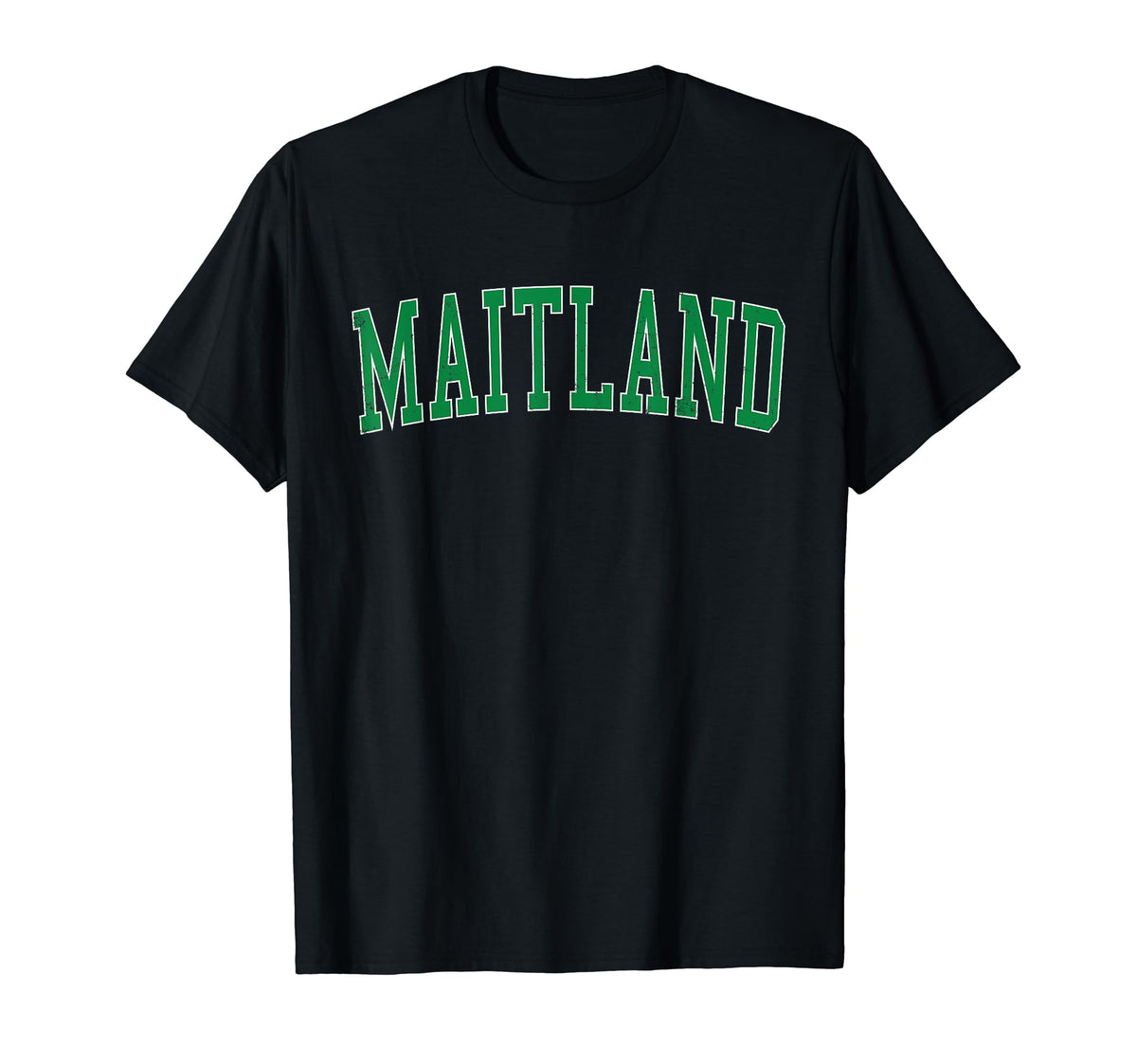 Maitland Fl Distressed Green Varsity T-Shirt - Streetwear Style Men Women