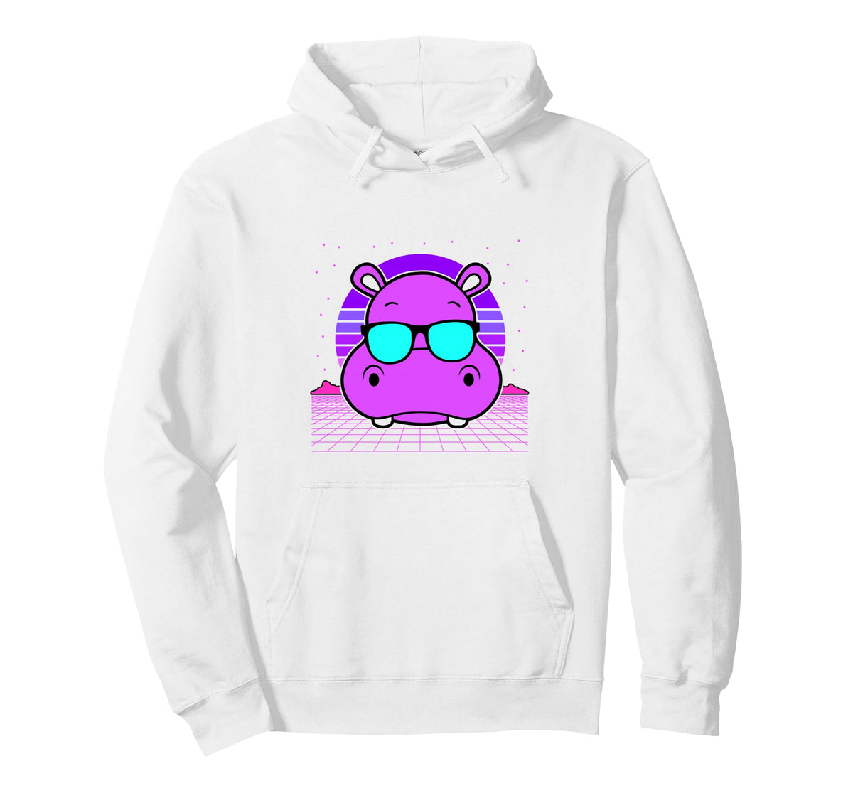 Aesthetic Vaporwave Outfits Hippo Hoodie - Casual Everyday Wear Unisex