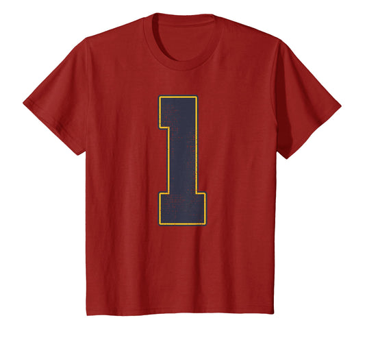 1 Outline Number 1 Varsity Fan Sports T-Shirt - Streetwear Style Men Women
