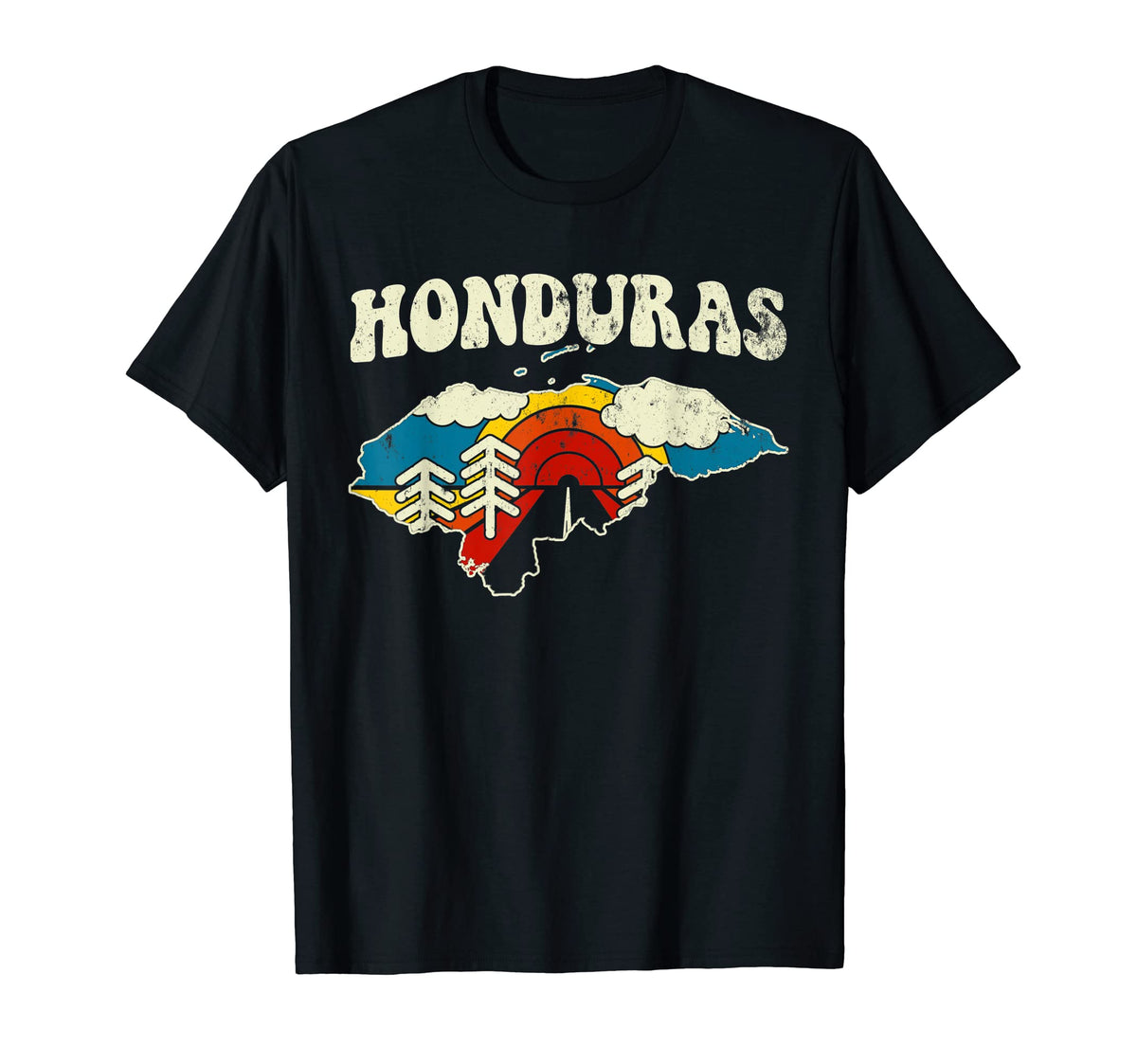 Honduras Hondurian Country Rainbow 70S T-Shirt - Trendy Graphic for Adults