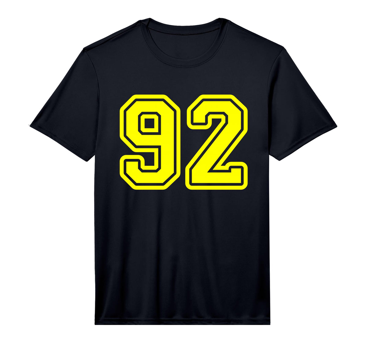 Number 92 Yellow Sports Team Number T-Shirt - Custom Art Print Men Women