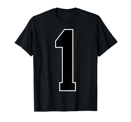 1 Black Sports Team Number Fan T-Shirt - Novelty Apparel Unisex