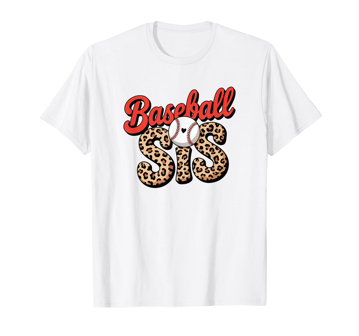 Baseball Sis Sport Lover Leopard T-Shirt - Minimalist Print for Adults