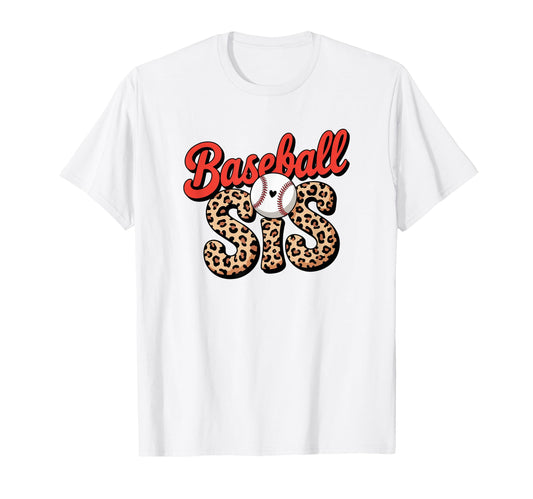 Baseball Sis Sport Lover Leopard T-Shirt - Minimalist Print for Adults