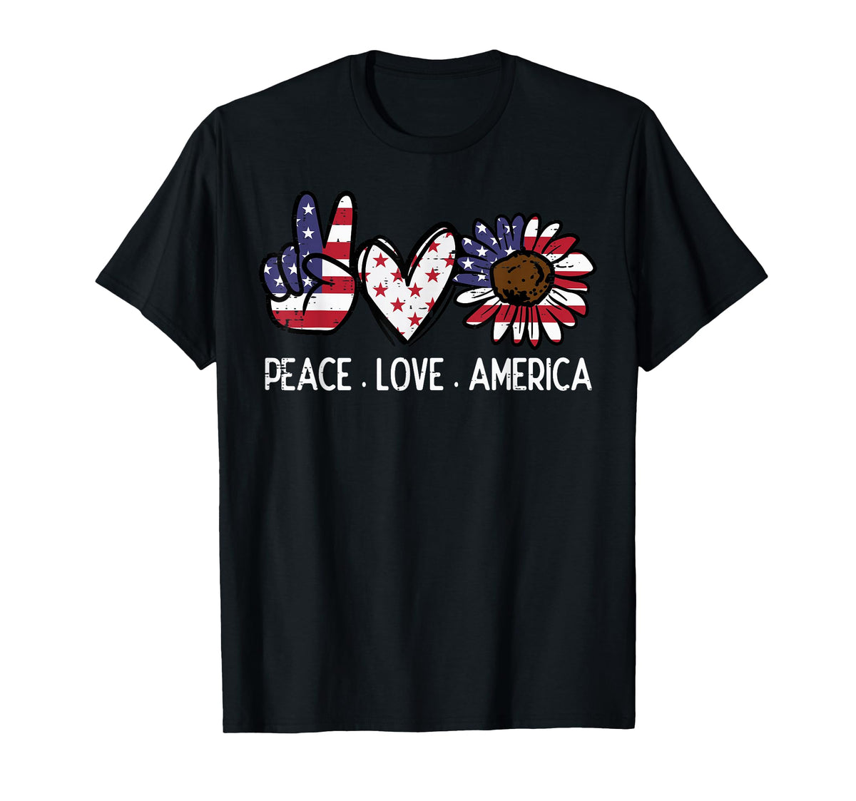 Peace Love America Us Flag Fourth T-Shirt - Streetwear Style for Adults