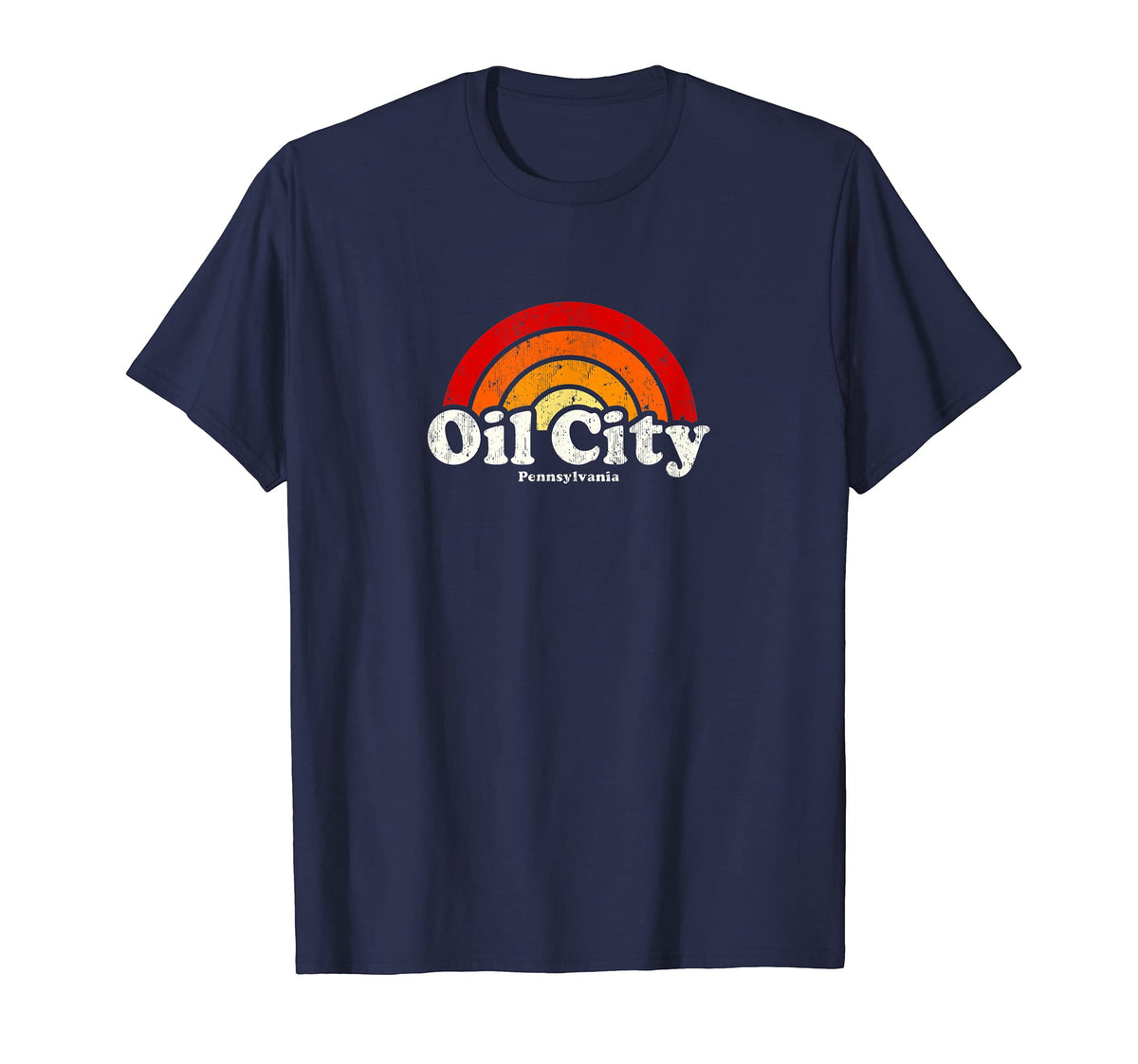 Oil City Pennsylvania Pa 70S Rainbow T-Shirt - Aesthetic Graphic Unisex