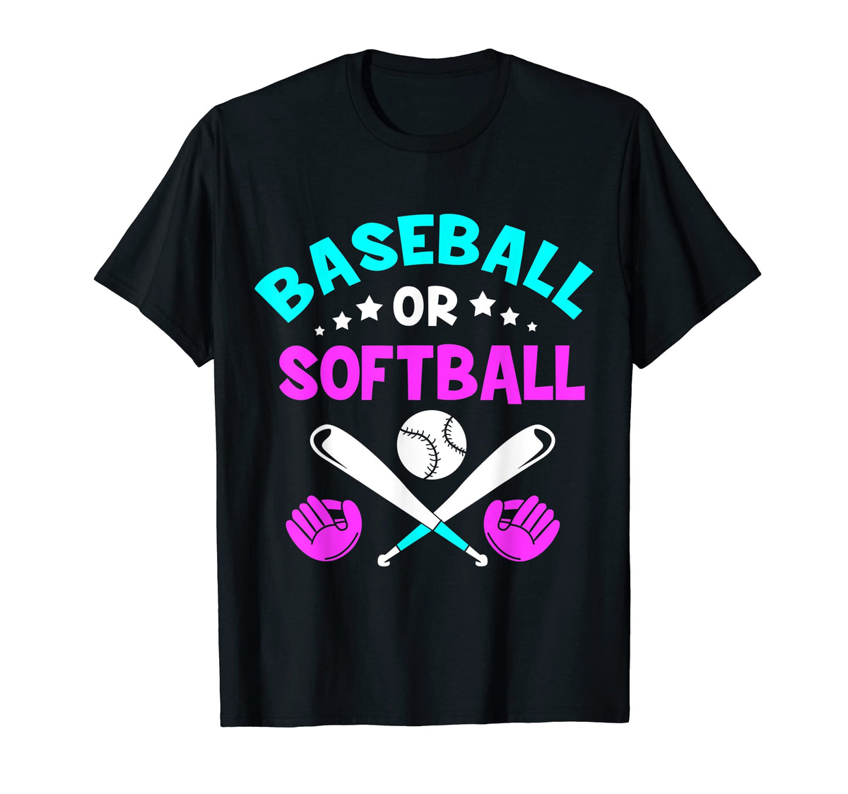 Baseball Or Softball Gender Reveal T-Shirt - Custom Art Print for Adults