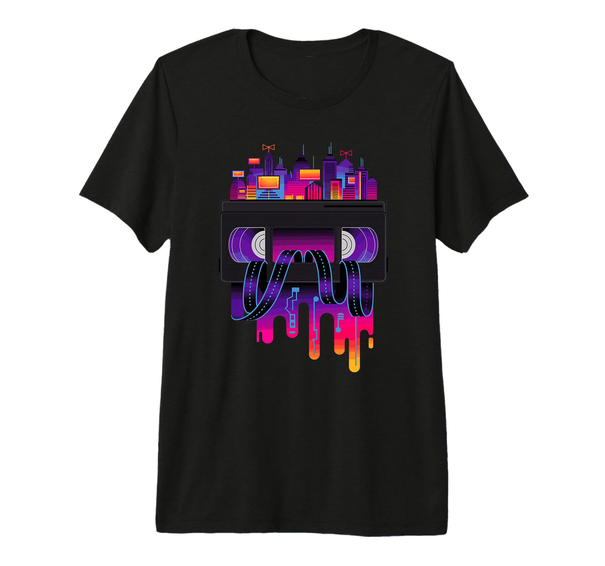 Dripping Paint Art Cassette Tape T-Shirt - Casual Everyday Wear Men Women