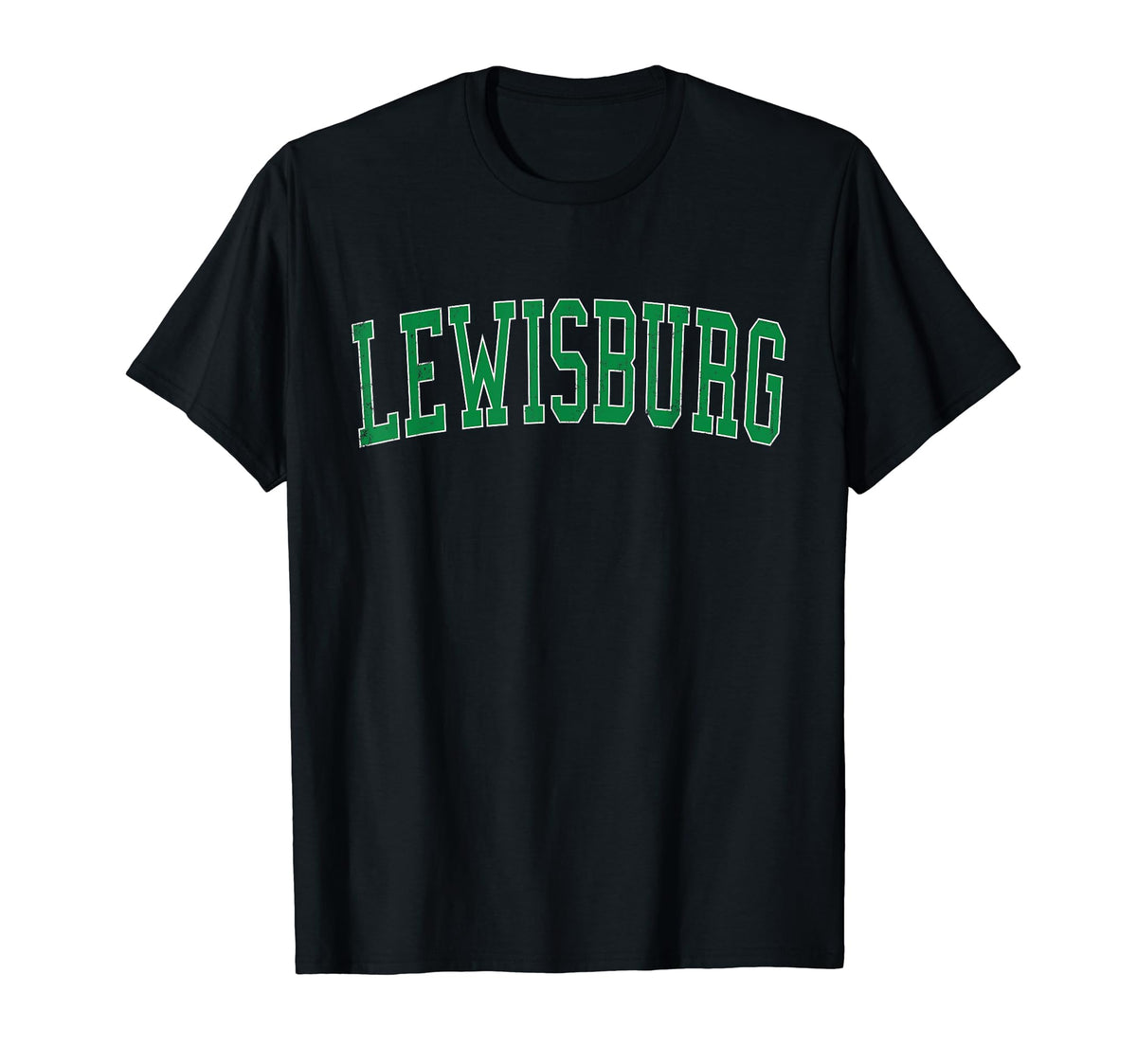 Lewisburg Tn Distressed Green Varsity T-Shirt - Streetwear Style for Adults