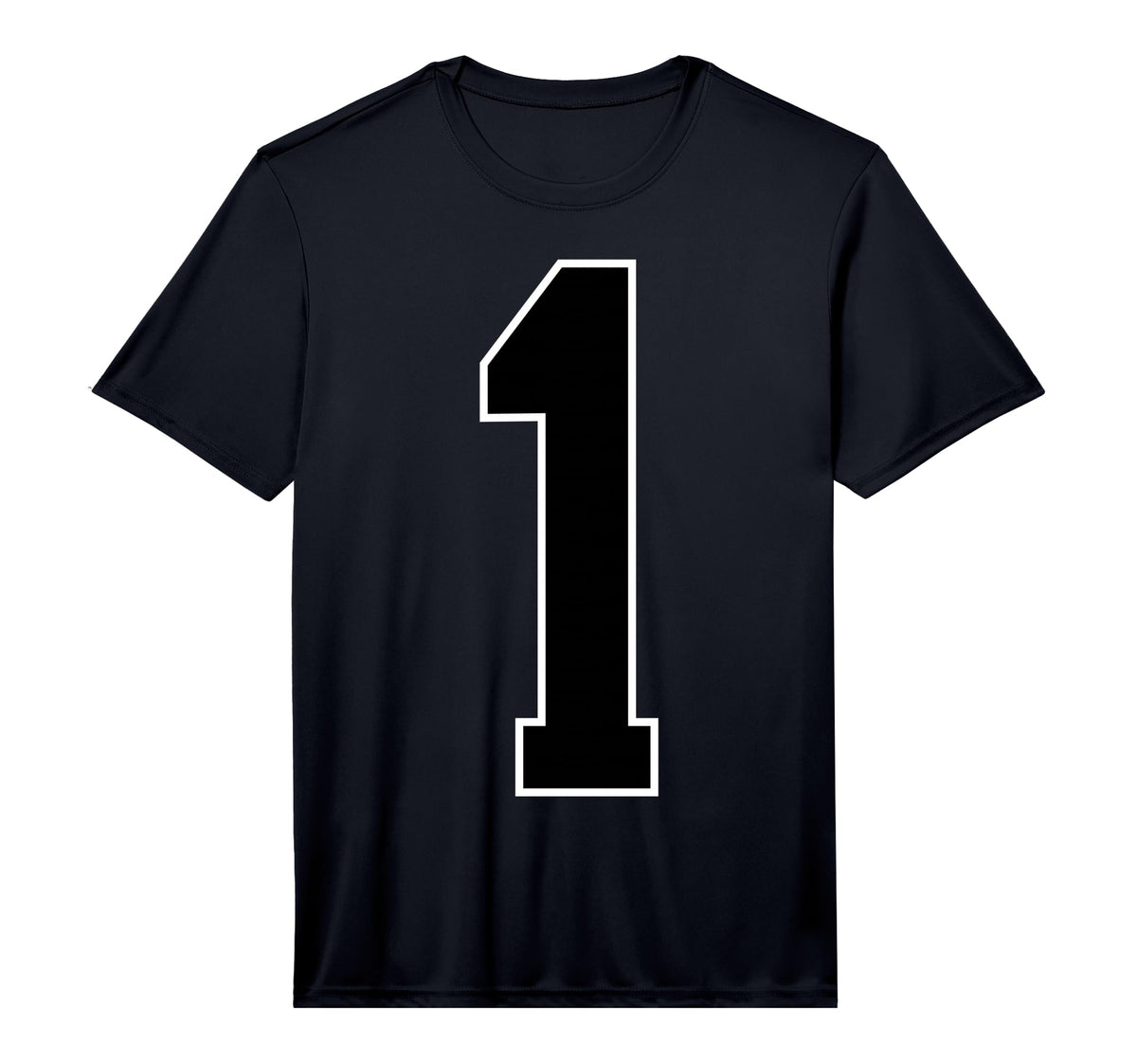1 Black Sports Team Number Fan T-Shirt - Graphic Print Men Women